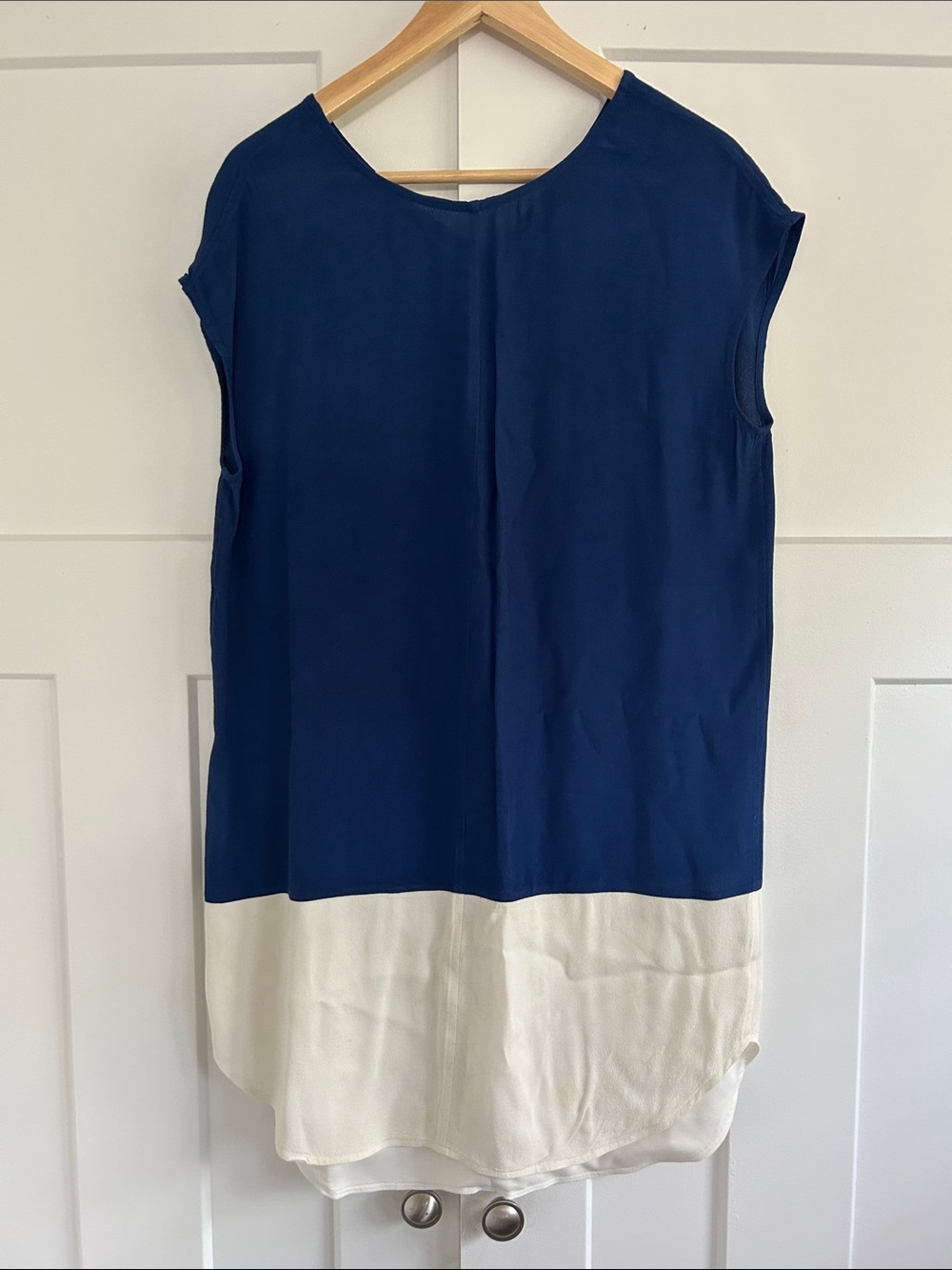 Madewell Royal Blue and White Colorblock Sleeveless Midi Dress, Size Small